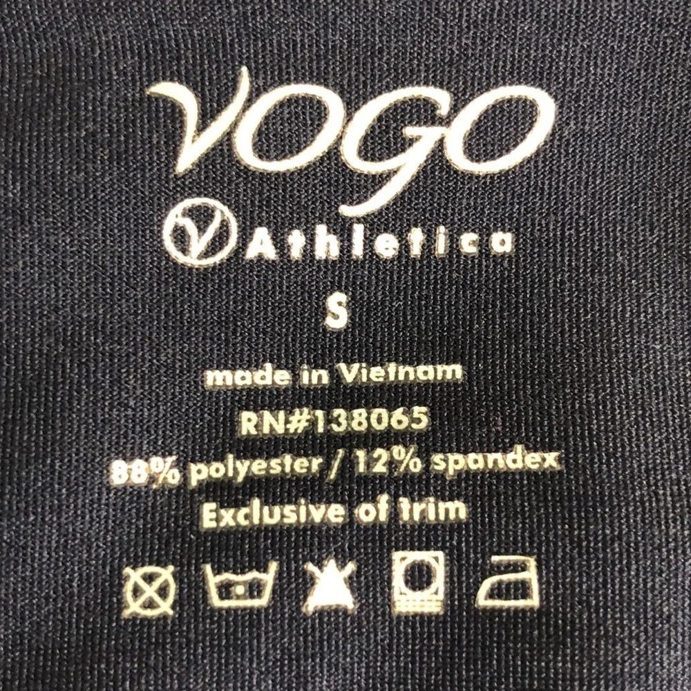 Vogo Athletica Full Length Yoga Exercise Black with Mesh Leggings Size S